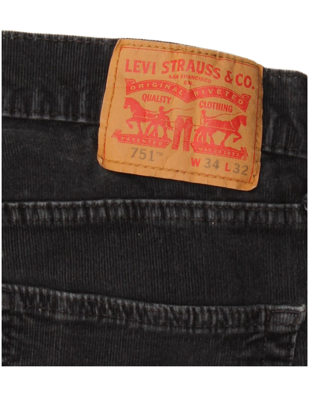 LEVI'S Mens 751 Straight Corduroy Trousers W34 L32 Navy Blue Cotton