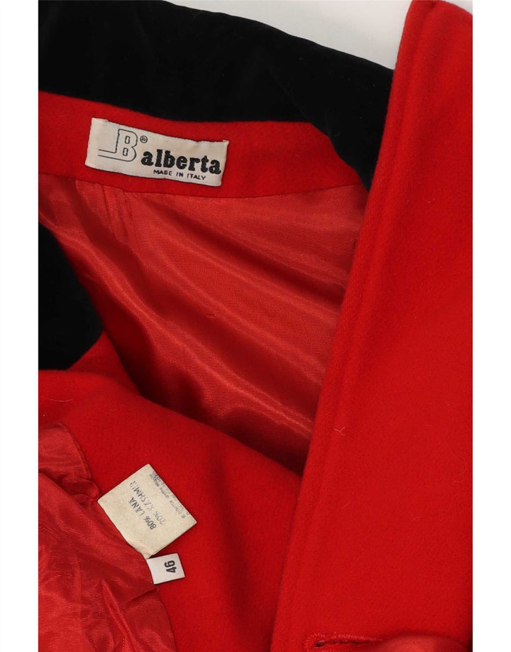 Vintage Womens Double Breasted Coat IT 46 Large Red Wool