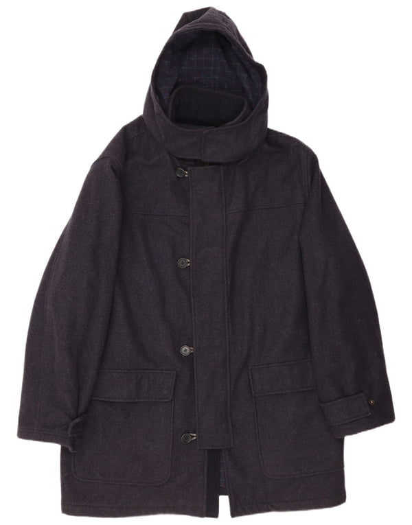 Marina Yachting Mens Hooded Parka Jacket IT 52 XL Navy Blue Wool