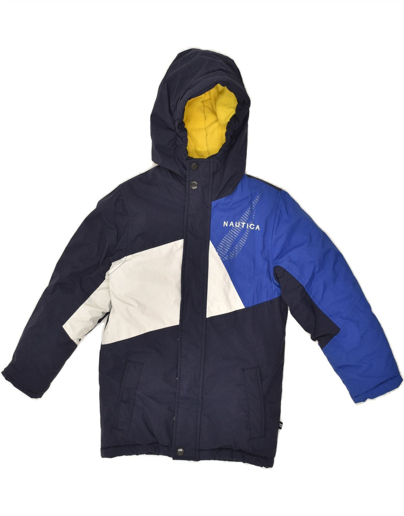 NAUTICA Boys Hooded Padded Coat 3-4 Years Small Navy Blue Colourblock | Vintage Nautica | Thrift | Second-Hand Nautica | Used Clothing | Messina Hembry 