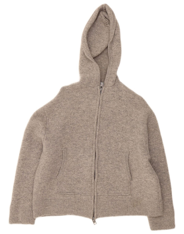 Zara Womens Hooded Cardigan Sweater UK 14 Medium Grey Wool