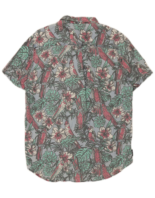 SUPERDRY Mens Short Sleeve Regular Fit Shirt Large Blue Floral Cotton