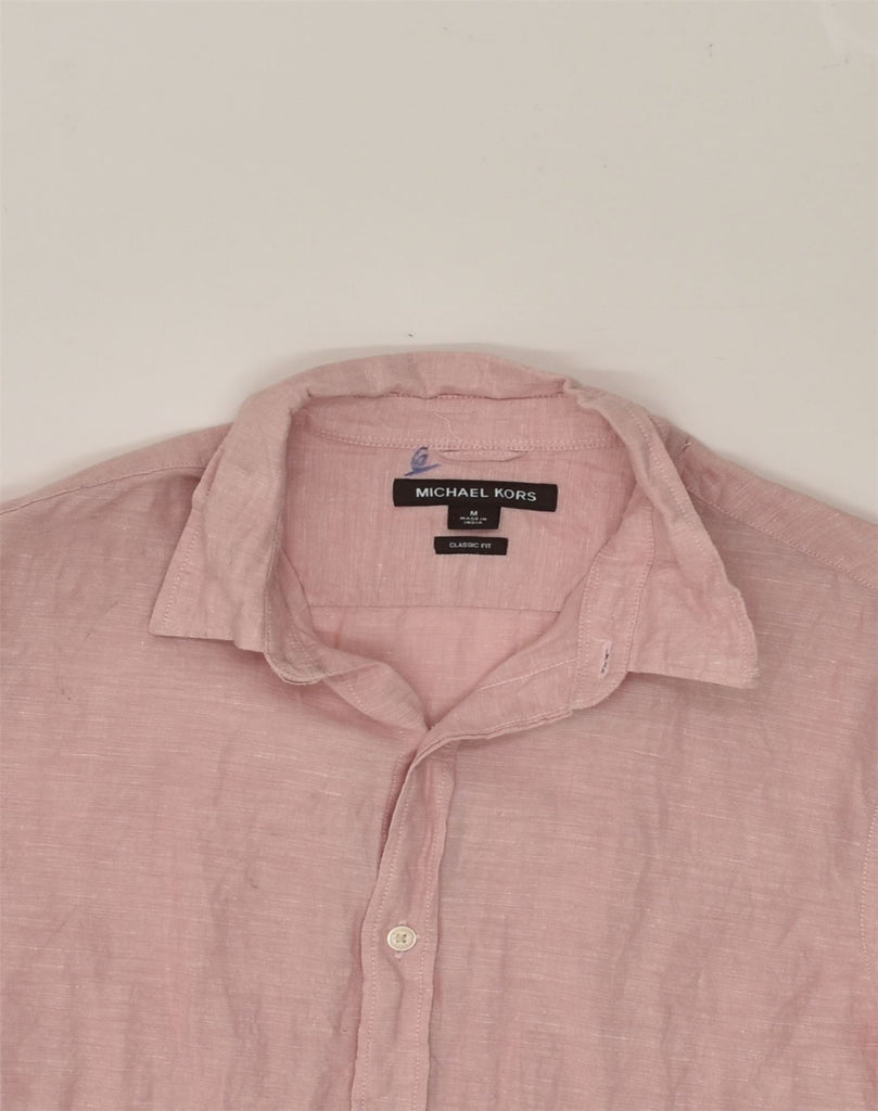 MICHAEL KORS Mens Classic Fit Short Sleeve Shirt Medium Pink Cotton | Vintage Michael Kors | Thrift | Second-Hand Michael Kors | Used Clothing | Messina Hembry 