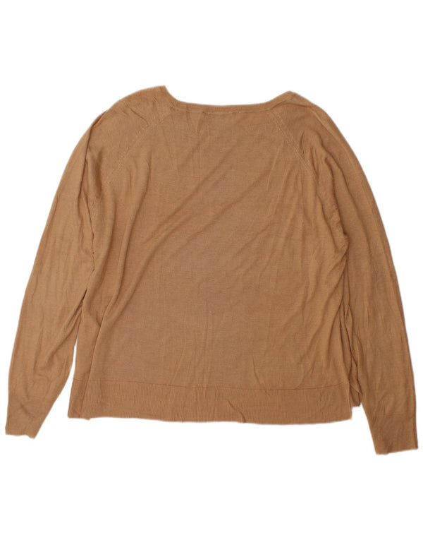 Zara Womens Boat Neck Jumper Sweater UK 18 XL Brown Viscose