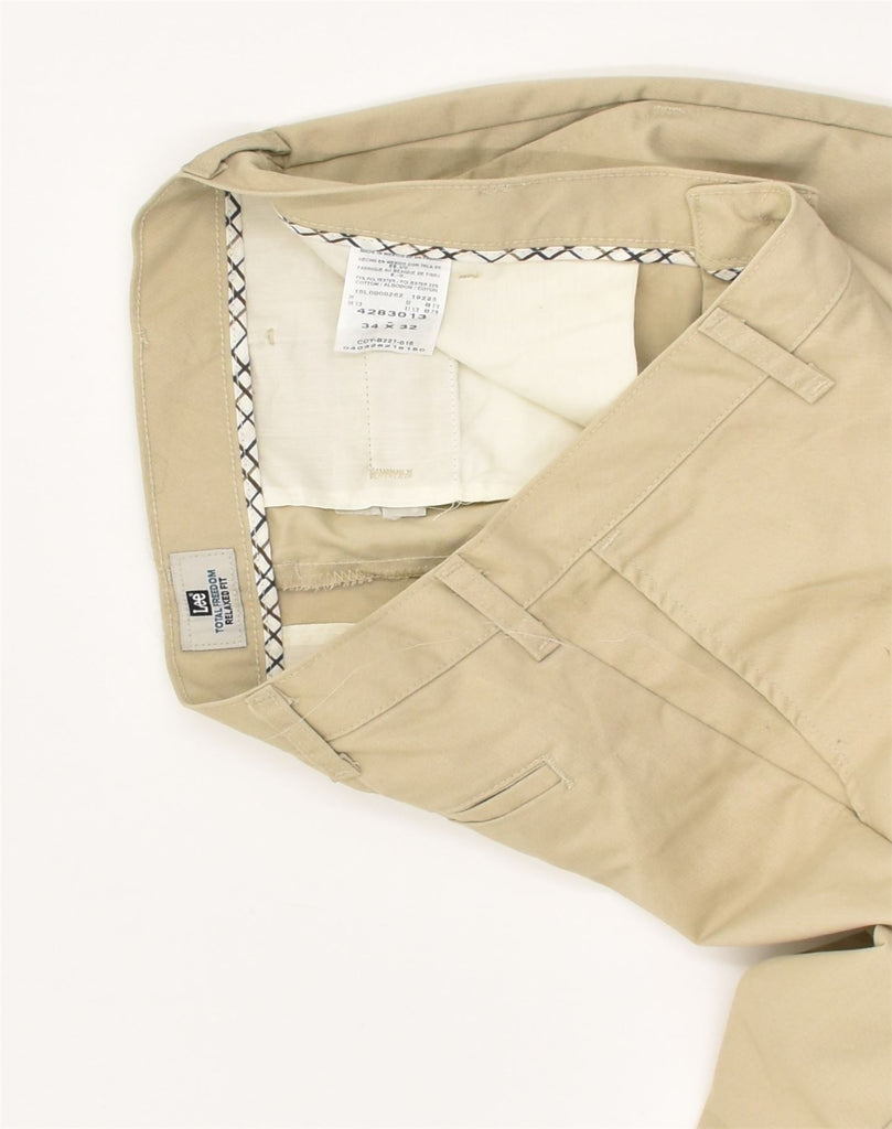 LEE Mens Relaxed Fit Casual Trousers W34 L32  Beige Cotton | Vintage Lee | Thrift | Second-Hand Lee | Used Clothing | Messina Hembry 