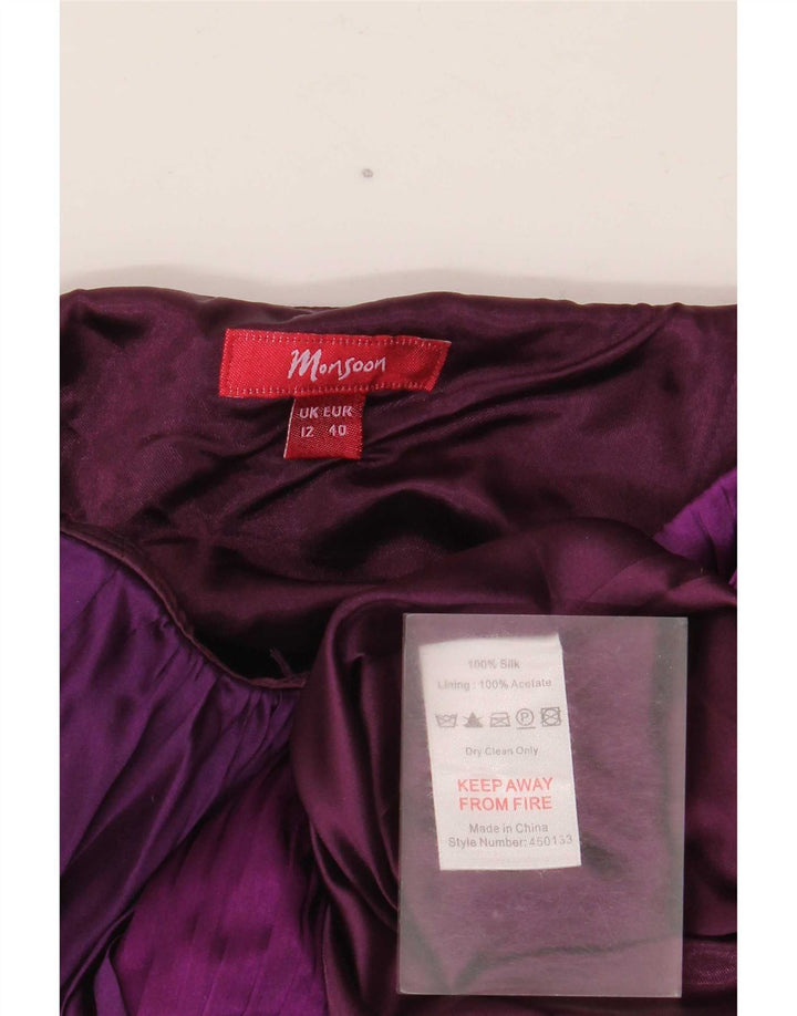 Monsoon Womens Strapless Dress UK 12 Medium Purple Colourblock Silk
