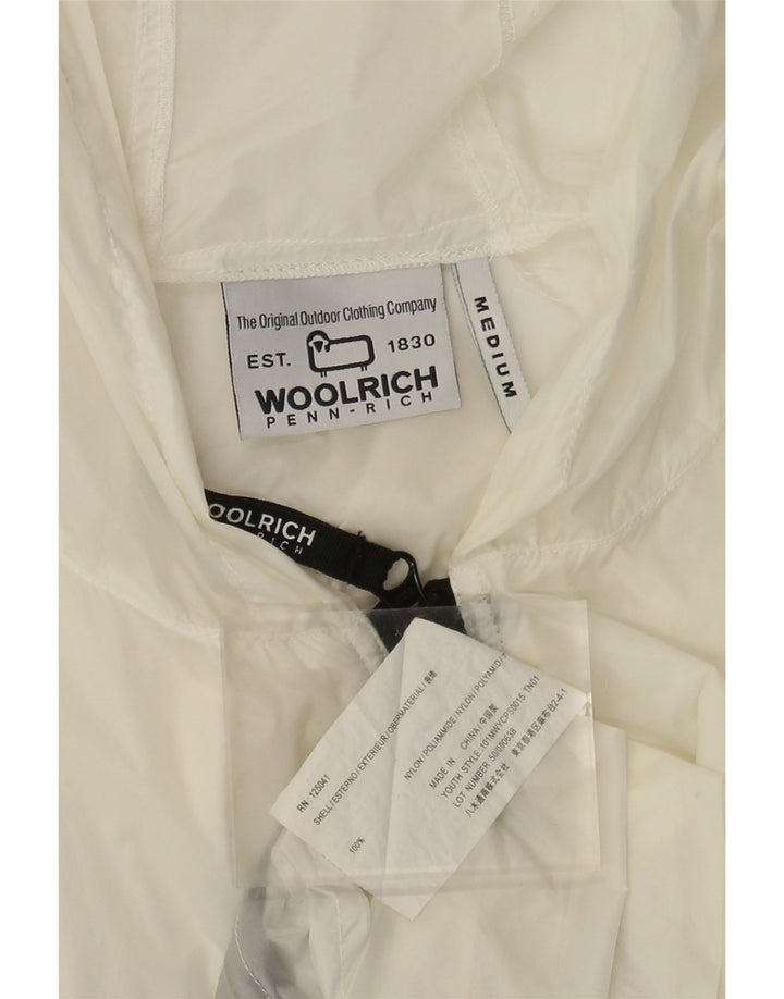 Woolrich Womens Hooded Rain Jacket UK 14 Medium White Nylon
