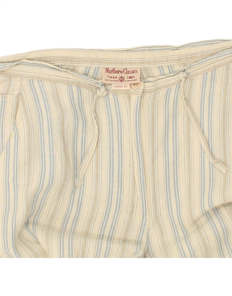 MARLBORO CLASSICS Womens Bootcut Casual Trousers EU 48 2XL Beige Striped Vintage Marlboro Classics and Second-Hand Marlboro Classics from Messina Hembry 