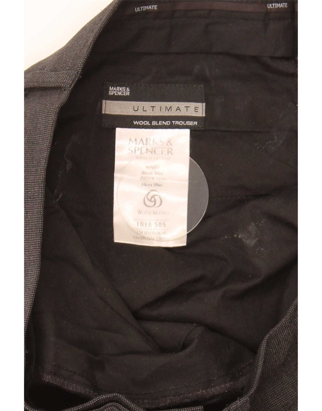 Marks & Spencer Mens Straight Suit Trousers W34 L29 Grey Polyester