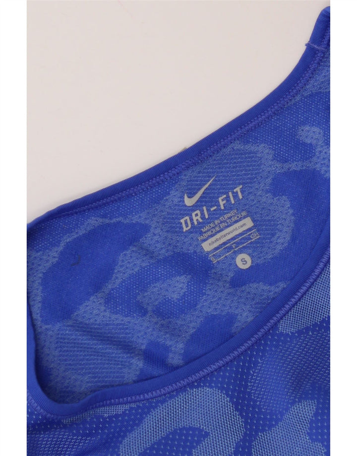 NIKE Womens Dri Fit T-Shirt Top UK 10 Small Blue Camouflage