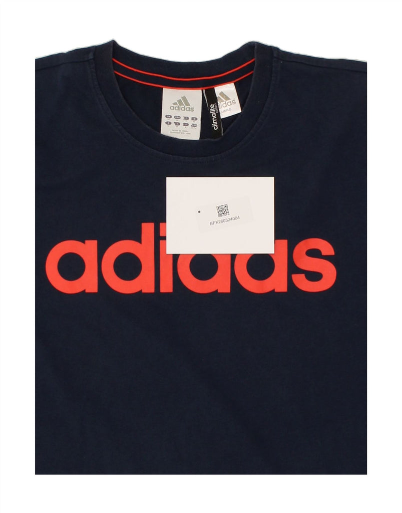 ADIDAS Mens Graphic T-Shirt Top Medium Navy Blue Cotton | Vintage Adidas | Thrift | Second-Hand Adidas | Used Clothing | Messina Hembry 