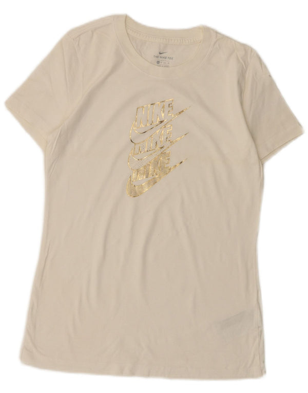 Nike Womens Graphic T-Shirt Top UK 6 XS White Cotton