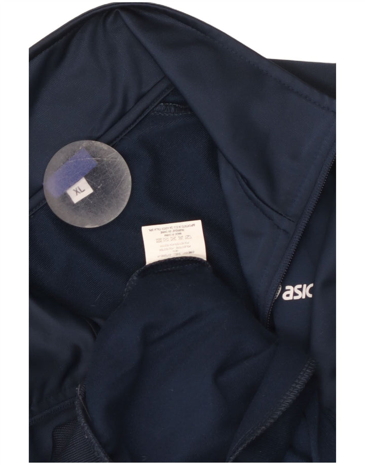 Asics Womens Tracksuit Top Jacket UK 18 XL Navy Blue Polyester