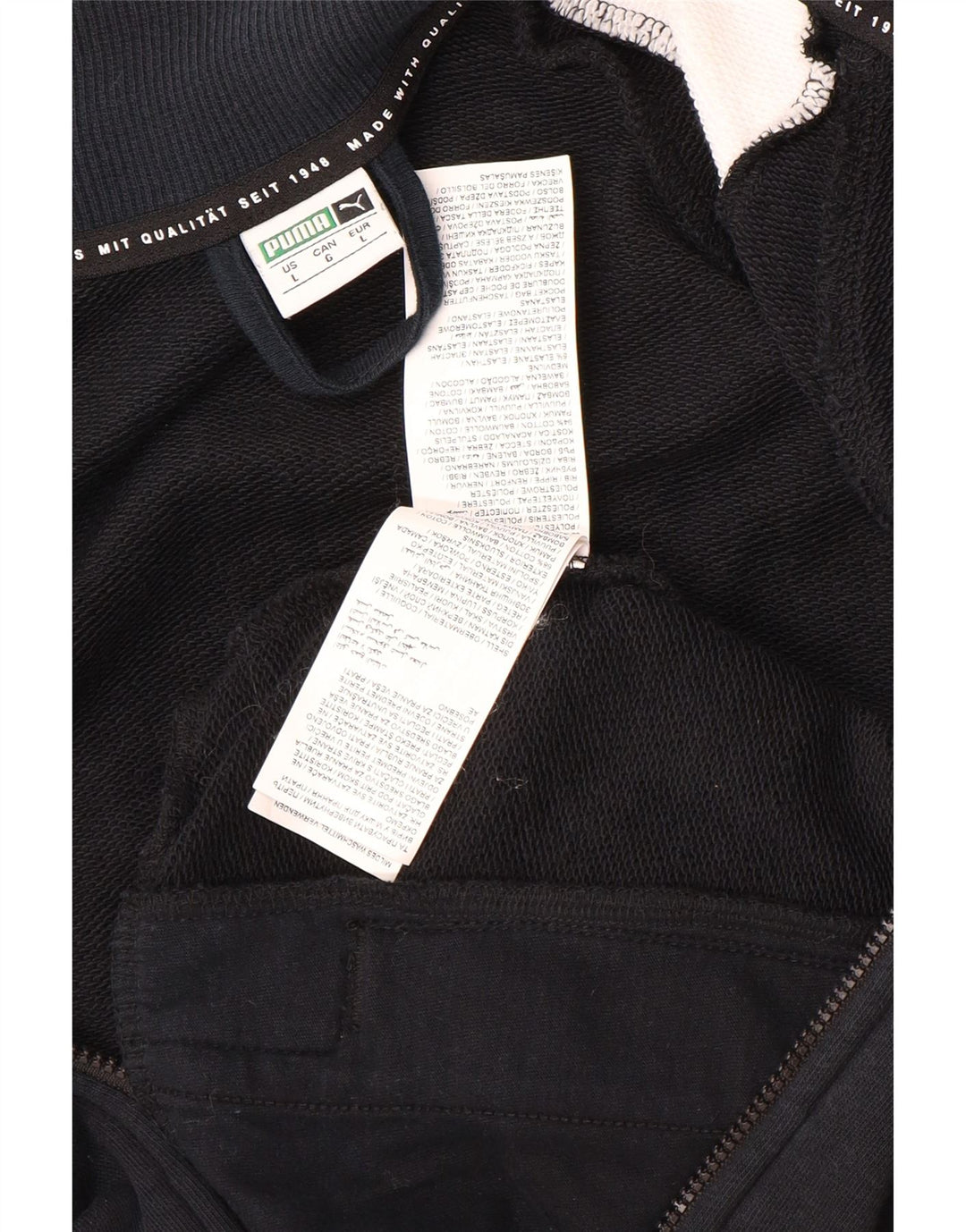 Puma Womens Crop Tracksuit Top Jacket UK 16 Large Black Colourblock