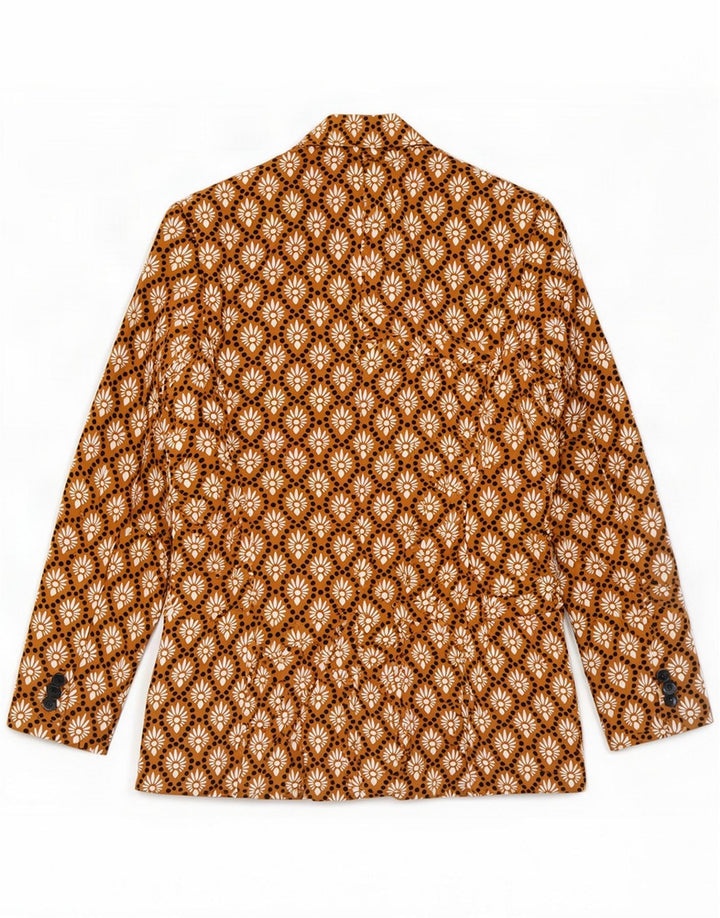 Zara Womens Double Breasted Blazer Jacket UK 18 XL Brown Geometric