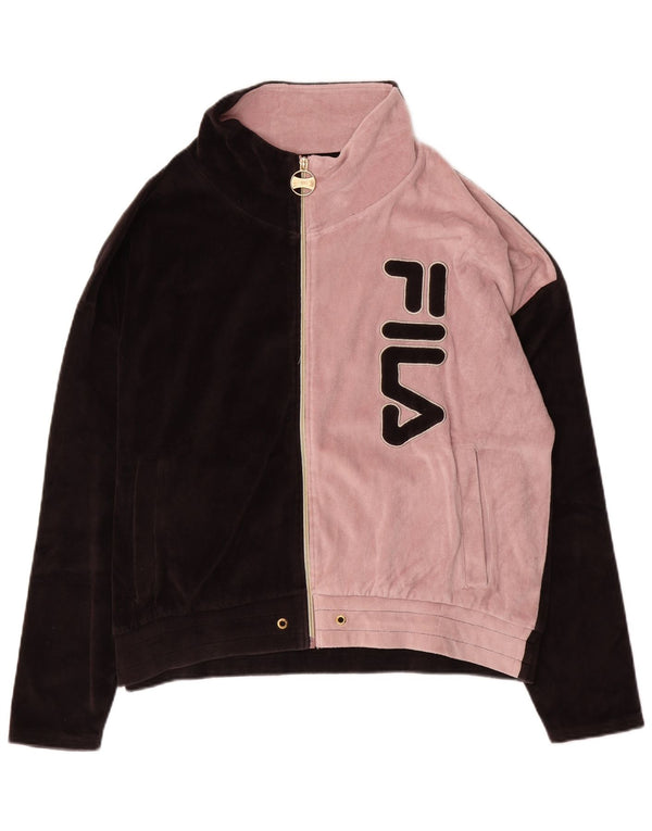 Fila Womens Oversized Graphic Tracksuit Top Jacket UK 18 XL Black