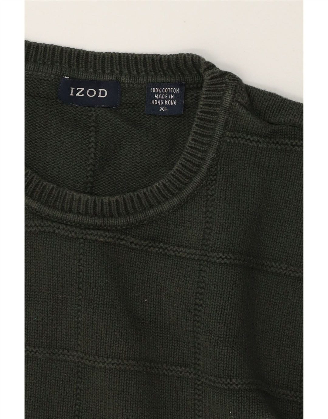 IZOD Mens Crew Neck Jumper Sweater XL Green Cotton Vintage Izod and Second-Hand Izod from Messina Hembry 