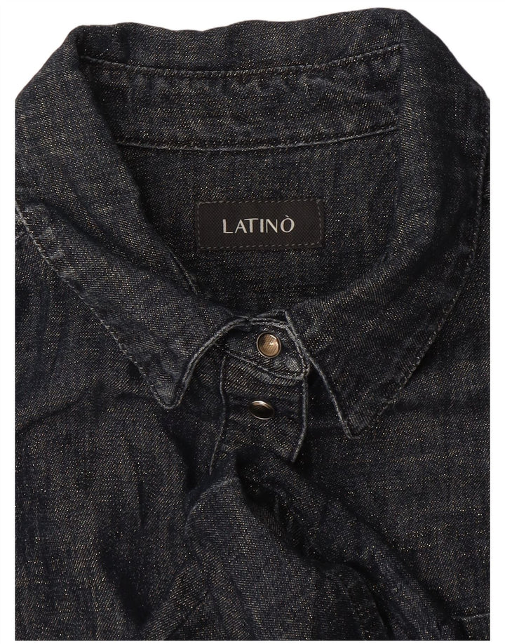 Vintage Womens Shirt UK 12 Medium Navy Blue