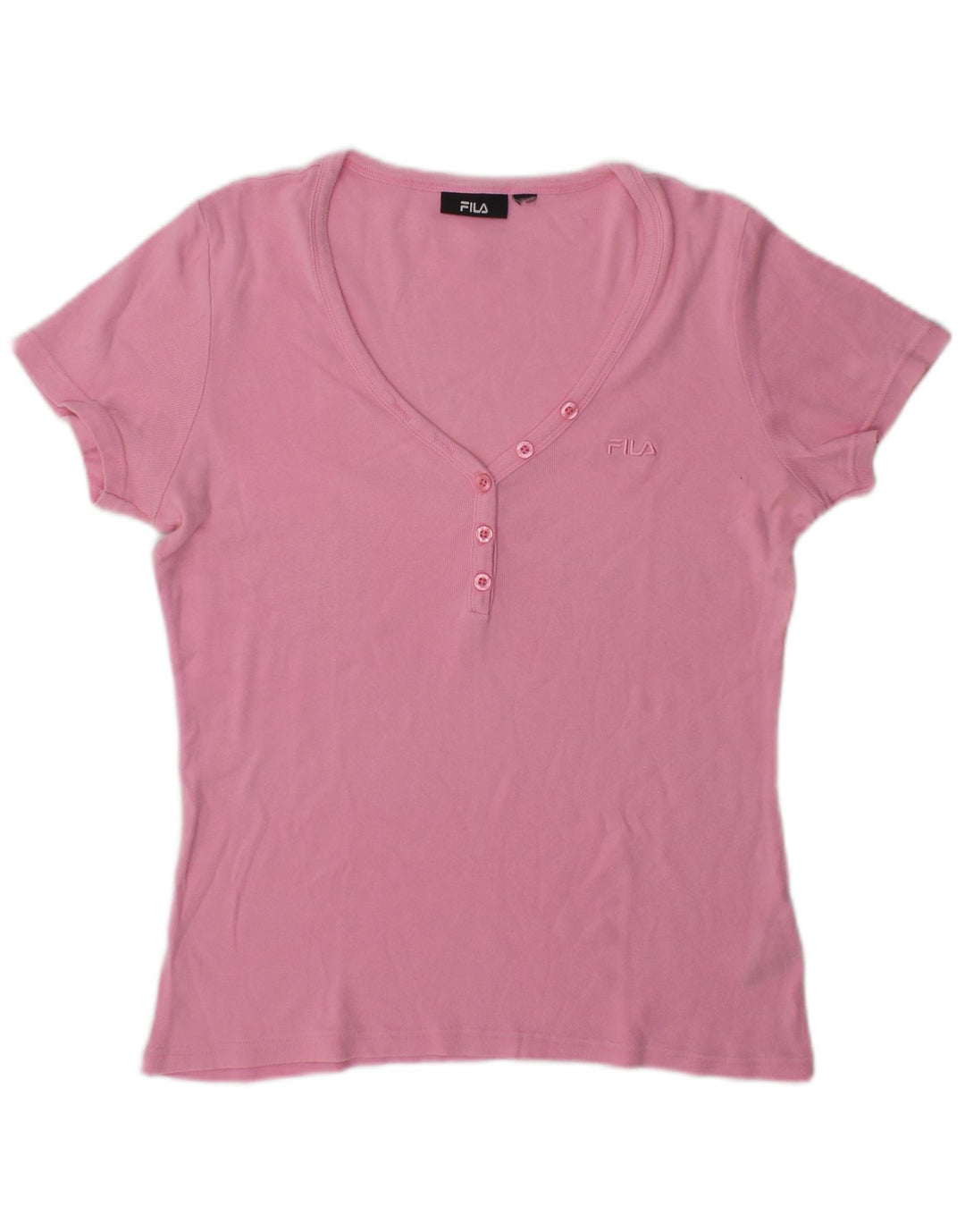 Fila Womens T-Shirt Top UK 14 Medium Pink Cotton