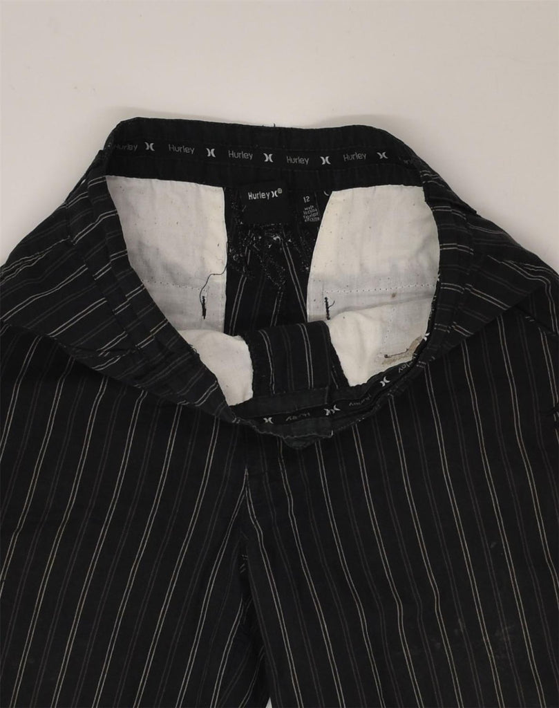 HURLEY Boys Chino Shorts 11-12 Years W26  Black Pinstripe | Vintage Hurley | Thrift | Second-Hand Hurley | Used Clothing | Messina Hembry 