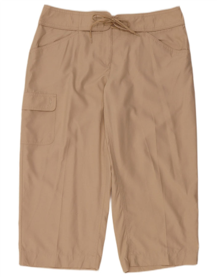 Izod Womens Capri Cargo Trousers US 12 Large W34 L21 Beige Polyester