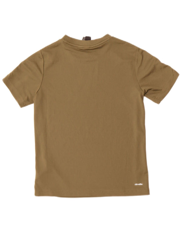 Adidas Boys Climalite T-Shirt Top 9-10 Years Khaki Polyester