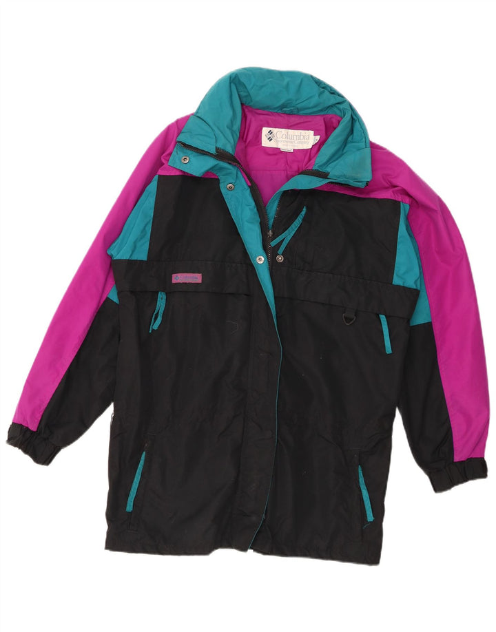 Columbia Womens Loose Fit Rain Jacket UK 14 Medium Black Colourblock Nylon