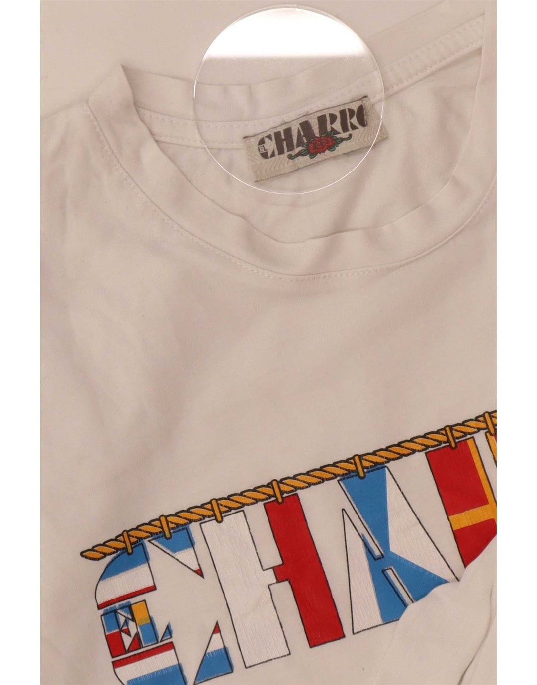 Charro Mens Graphic T-Shirt Top Medium White