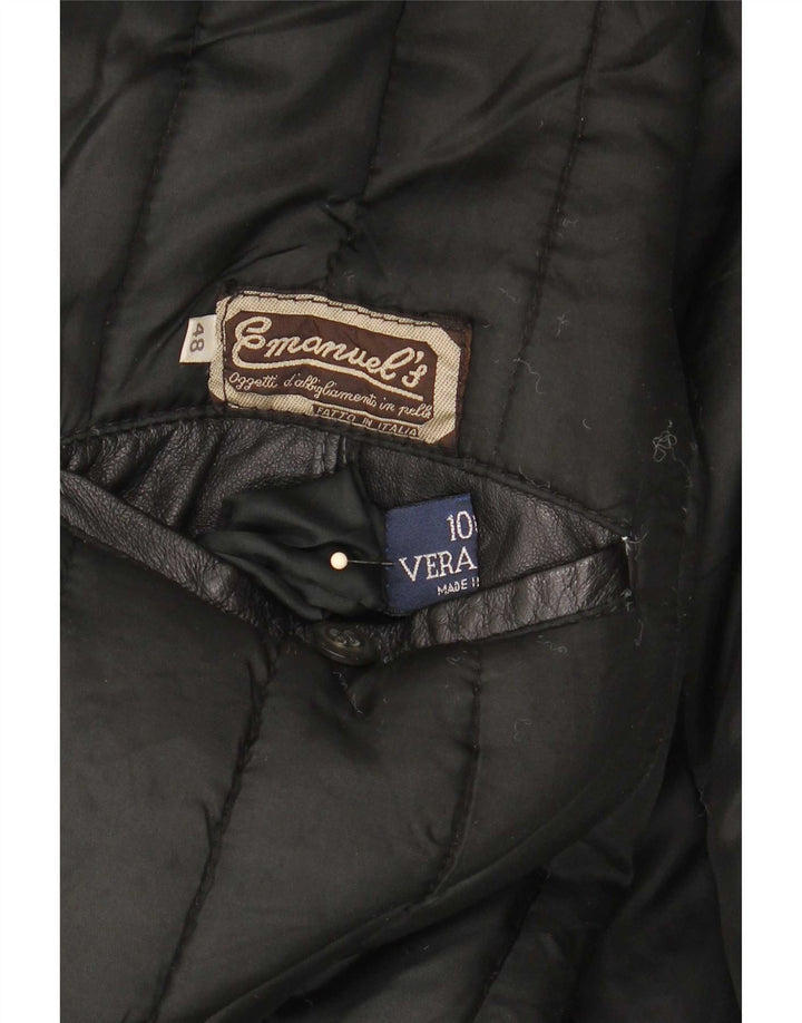 Vintage Mens Leather Jacket IT 48 Medium Black
