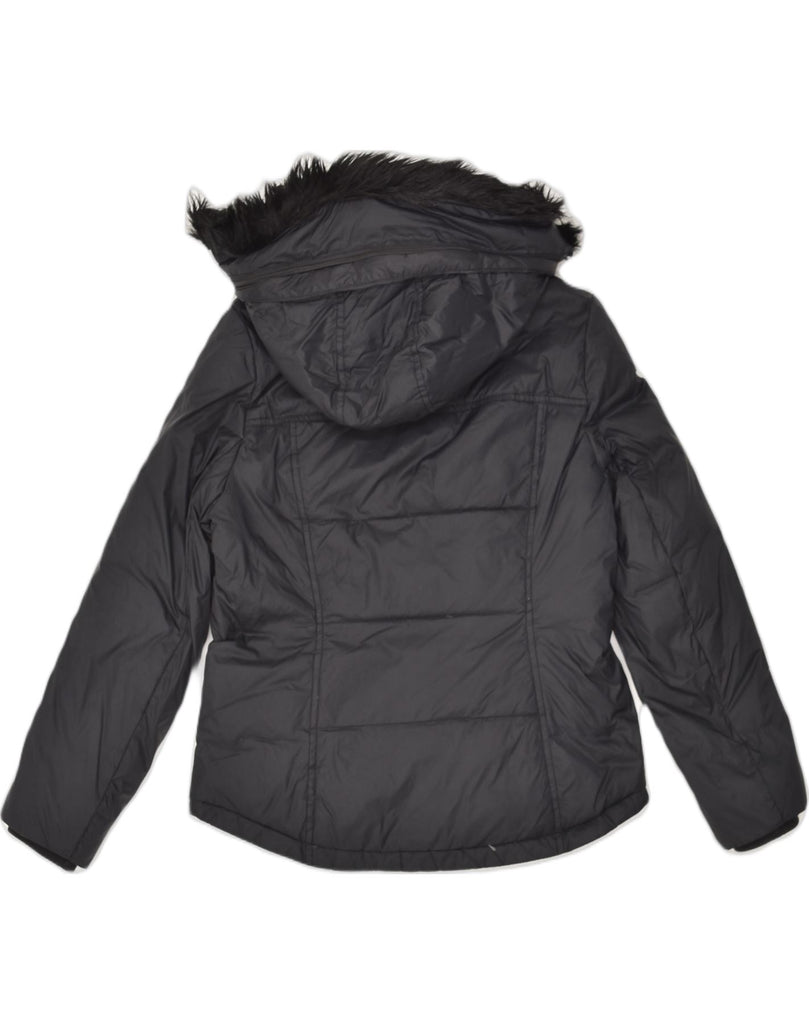 JACK WILLS Womens Hooded Padded Jacket UK 12 Medium Black Nylon | Vintage Jack Wills | Thrift | Second-Hand Jack Wills | Used Clothing | Messina Hembry 