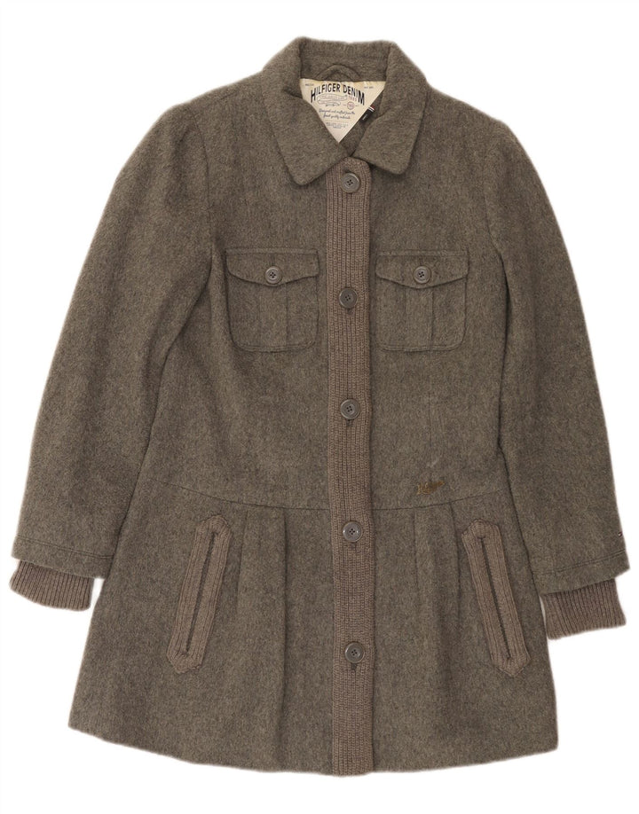 Tommy Hilfiger Womens Overcoat UK 10 Small Grey Wool