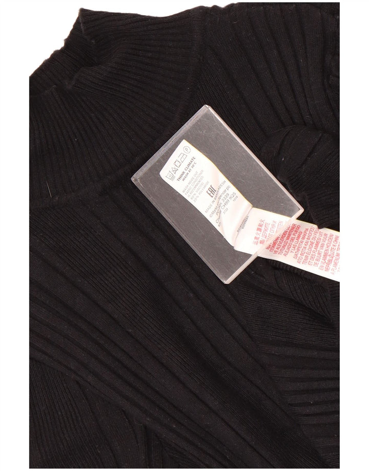 Marks & Spencer Womens Top Long Sleeve UK 10 Small Black Viscose