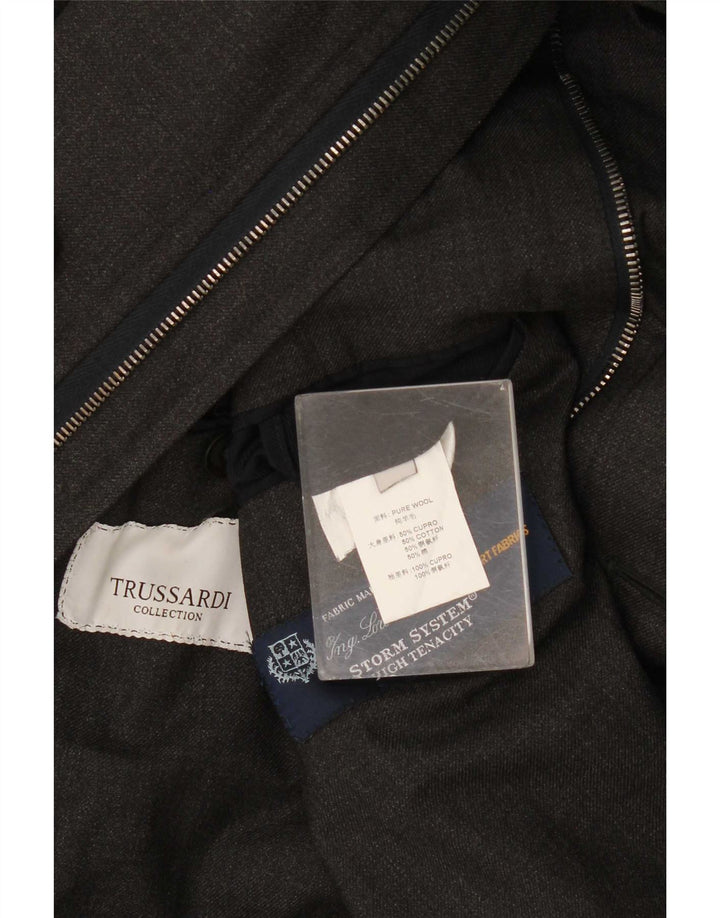 Trussardi Mens Overcoat UK 40 Large Grey Wool