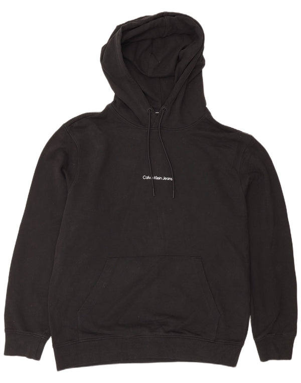 Calvin Klein Jeans Mens Graphic Hoodie Jumper XL Black Cotton