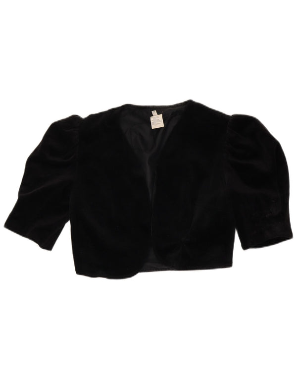 VINTAGE Womens Bolero Jacket IT 40 Small Black Triacetate