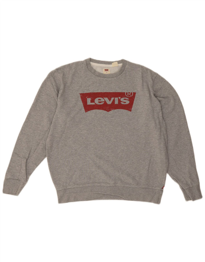 Levi's Mens Graphic Sweatshirt Jumper Medium Grey Flecked