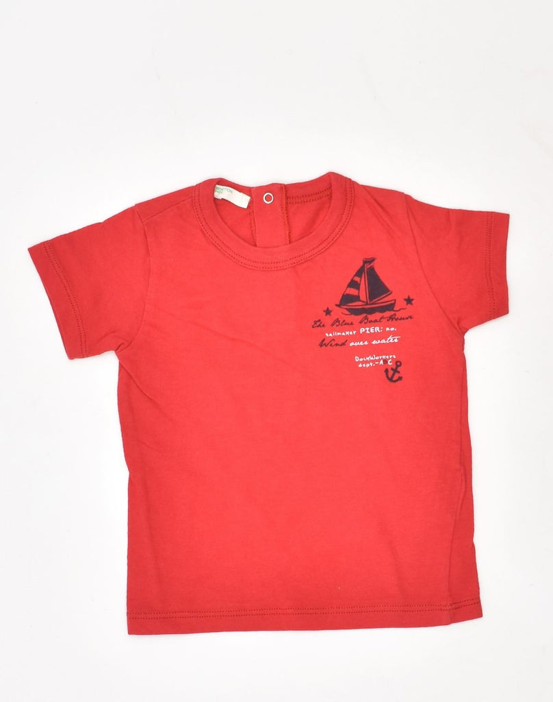 UNITED COLORS OF BENETTON Baby Boys Graphic T-Shirt Top 6-9 Months Red | Vintage | Thrift | Second-Hand | Used Clothing | Messina Hembry 