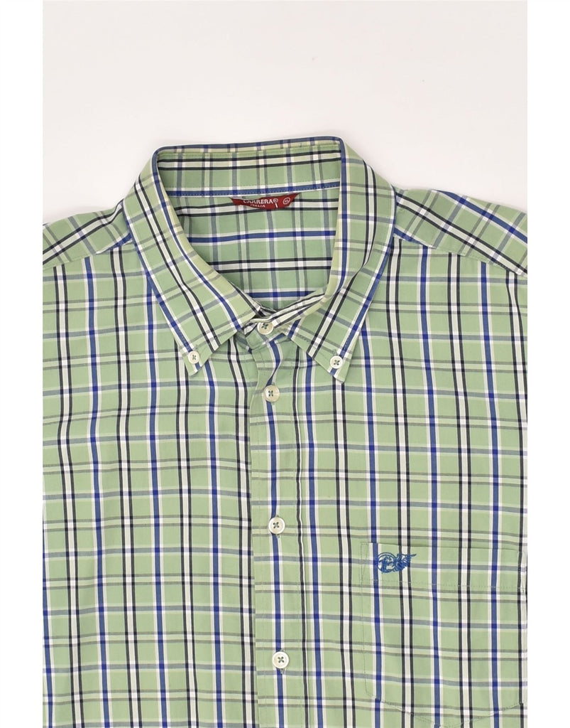 CARRERA Mens Short Sleeve Shirt XL Green Check Cotton | Vintage Carrera | Thrift | Second-Hand Carrera | Used Clothing | Messina Hembry 