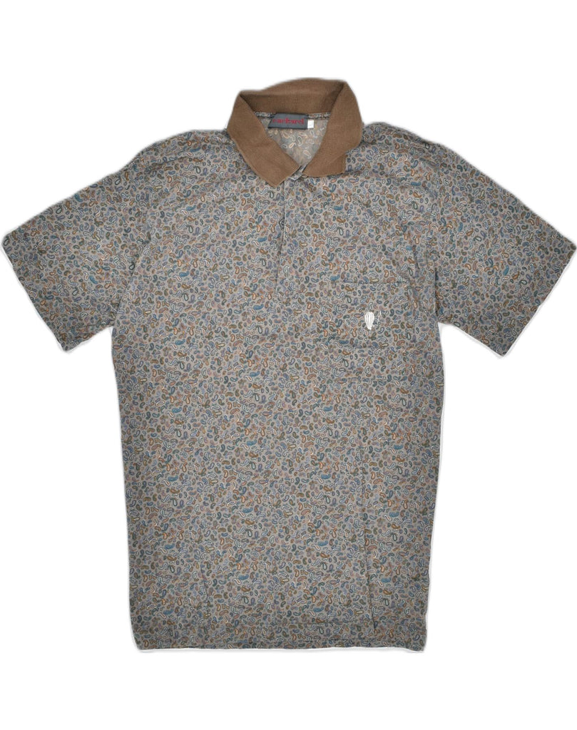 CACHAREL Mens Polo Shirt Large Grey Paisley Cotton | Vintage | Thrift | Second-Hand | Used Clothing | Messina Hembry 