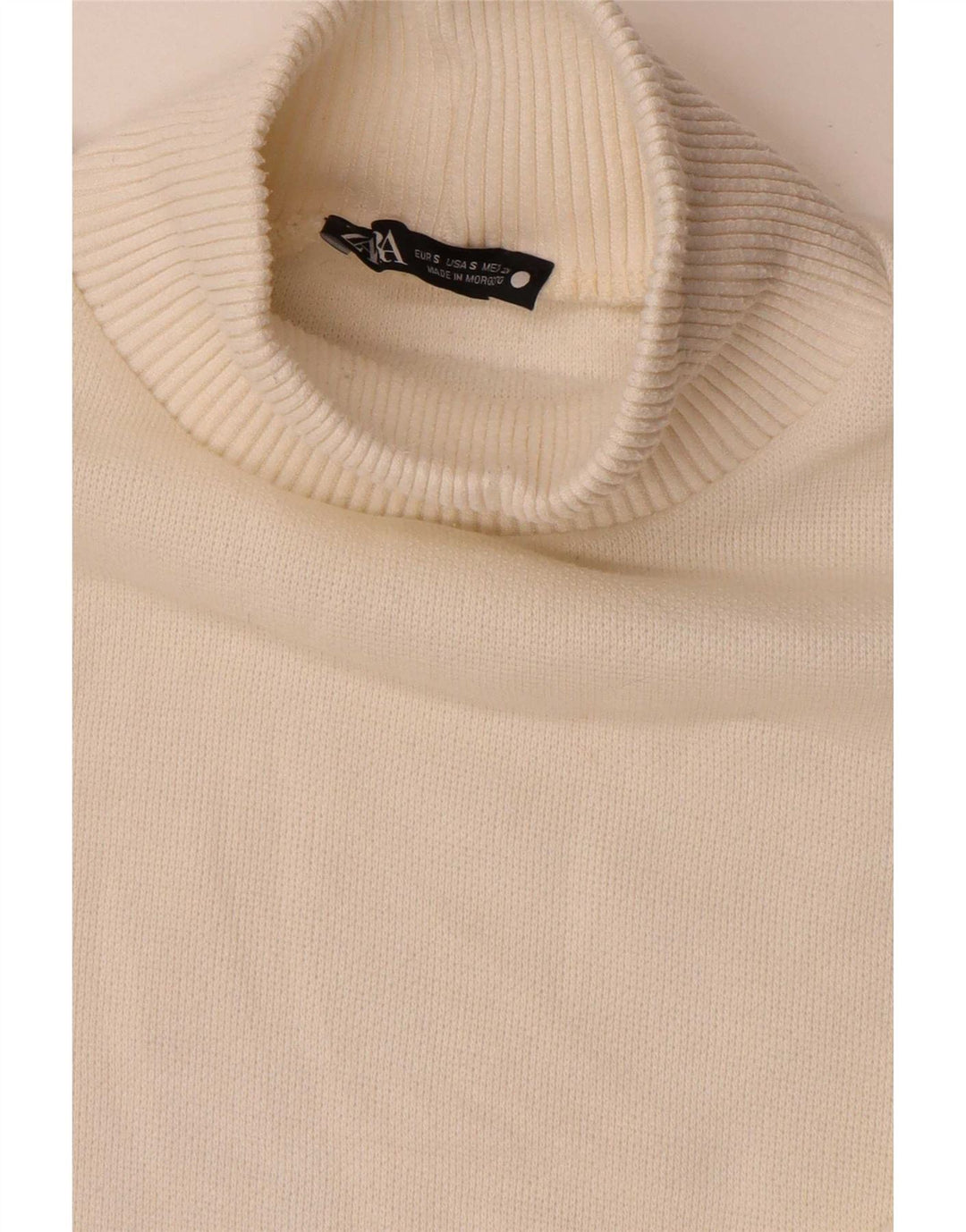 Zara Womens Crop Oversized Turtle Neck Jumper Sweater UK 10 Small Off White