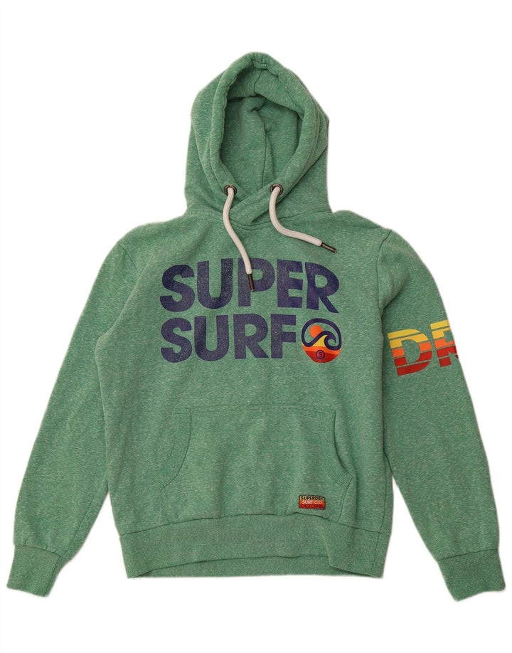 SUPERDRY Mens Graphic Hoodie Jumper XL Green Flecked Polyester
