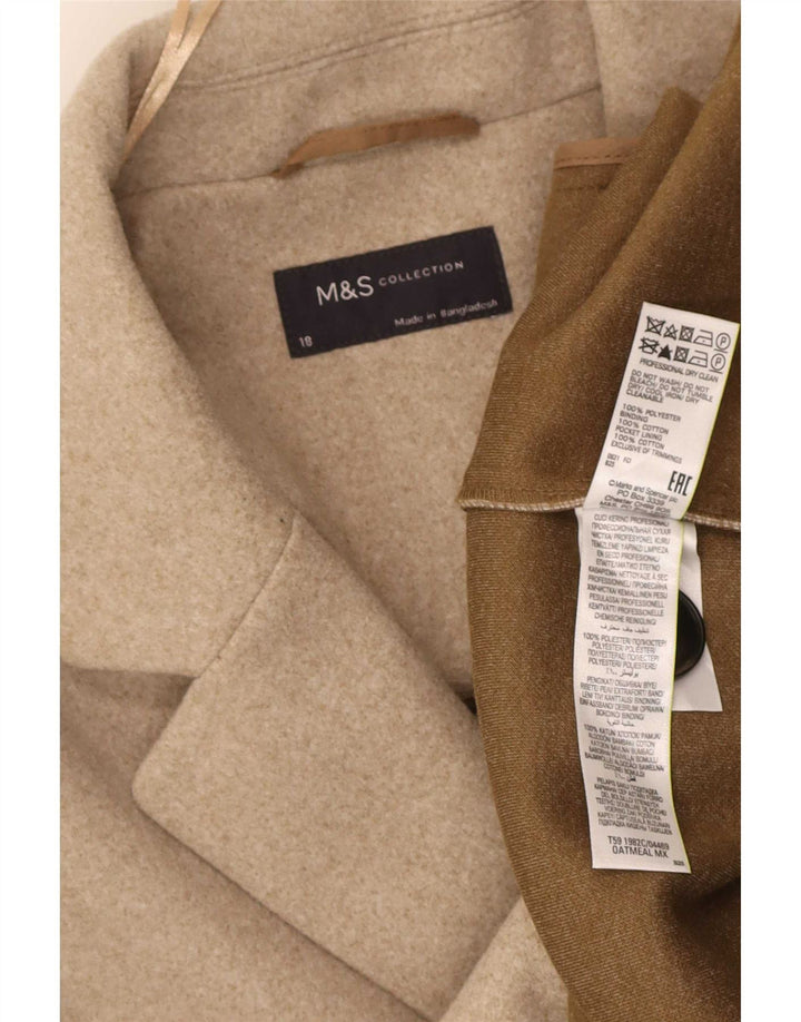 Marks & Spencer Womens Overcoat UK 18 XL Beige Cotton