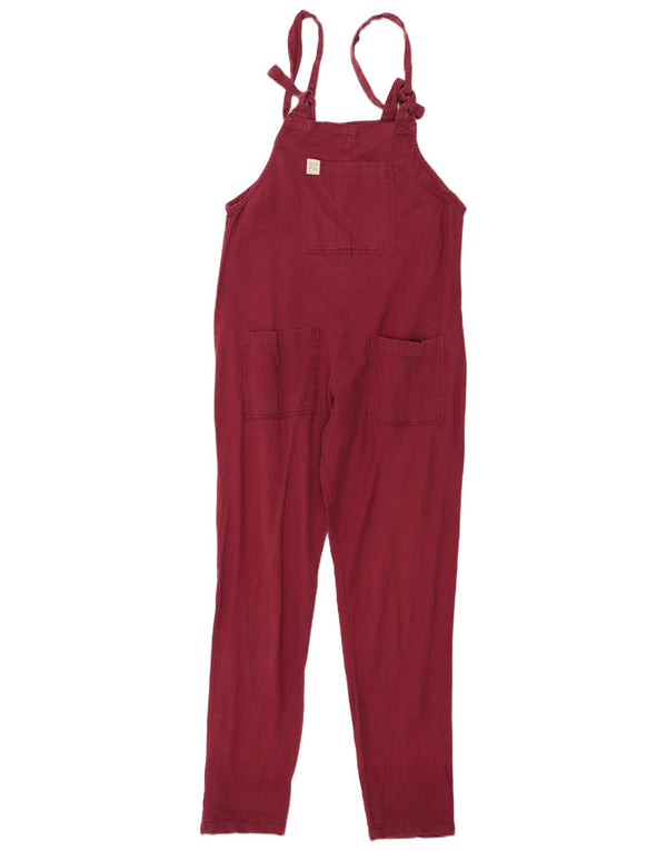 Lucy & Yak Womens Sleeveless Jumpsuit UK 12 Medium Burgundy Cotton