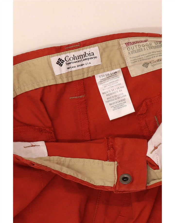 Columbia Mens Cargo Shorts W34 Large Orange Cotton