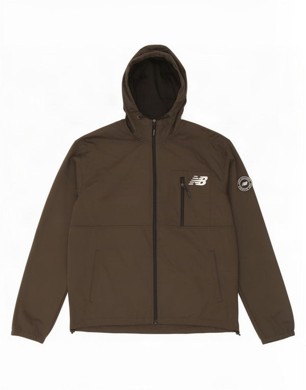 New Balance Mens Hooded Tracksuit Top Jacket Large Khaki Polyester