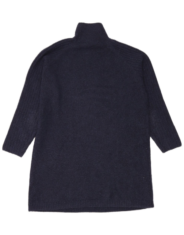 Zara Womens Roll Neck Turtle Neck Jumper Sweater UK 12 Medium Navy Blue