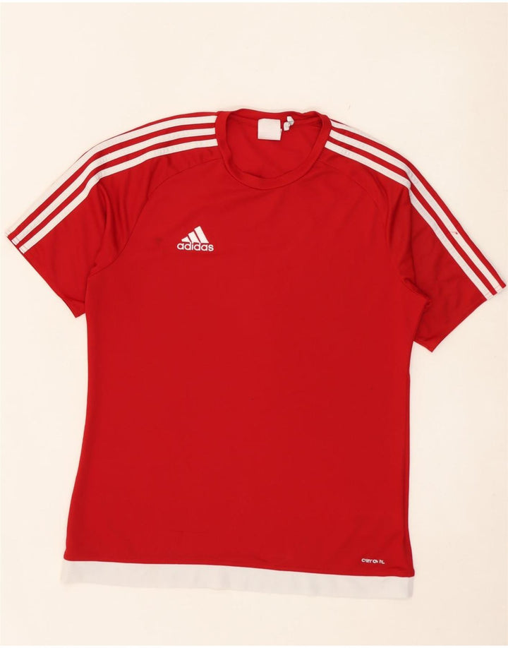 Adidas Mens Climalite T-Shirt Top Medium Red Colourblock Polyester
