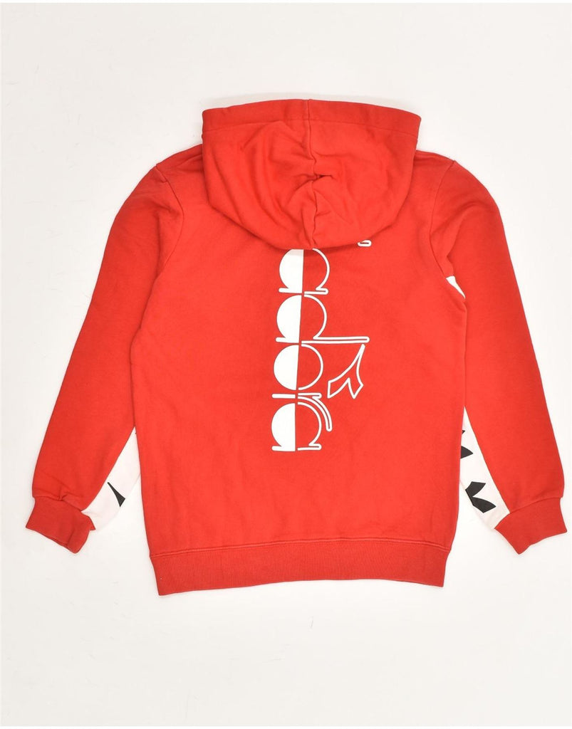 DIADORA Boys Graphic Hoodie Jumper 11-12 Years Red Colourblock Cotton | Vintage Diadora | Thrift | Second-Hand Diadora | Used Clothing | Messina Hembry 