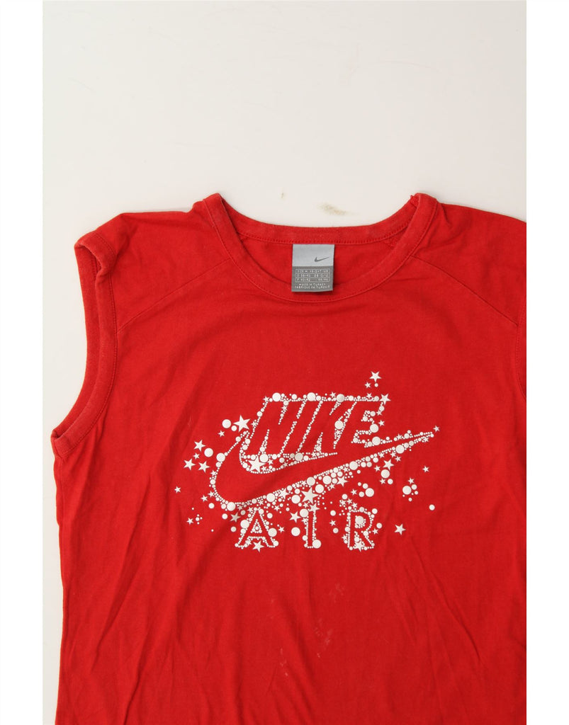 NIKE Womens Graphic Vest Top UK 10/12 Medium Red Cotton Vintage Nike and Second-Hand Nike from Messina Hembry 