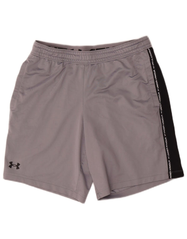 Under Armour Mens Graphic Sport Shorts Large Grey Colourblock Polyester
